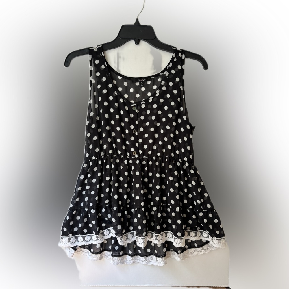 Papaya Black and White Polka Dot Blouse